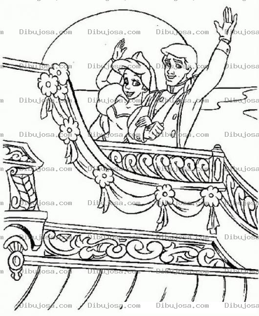 Dibujo para colorear La Boda De La Sirenita Para Colorear