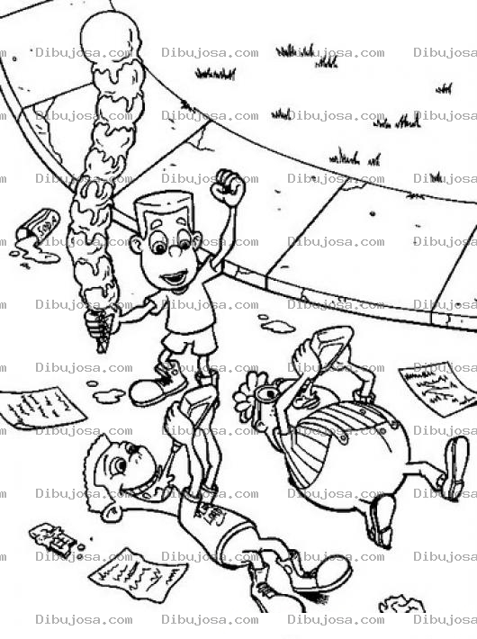 Dibujo para colorear Colorear A Los Amigos De Jimmy Neutron Chupando Guaro