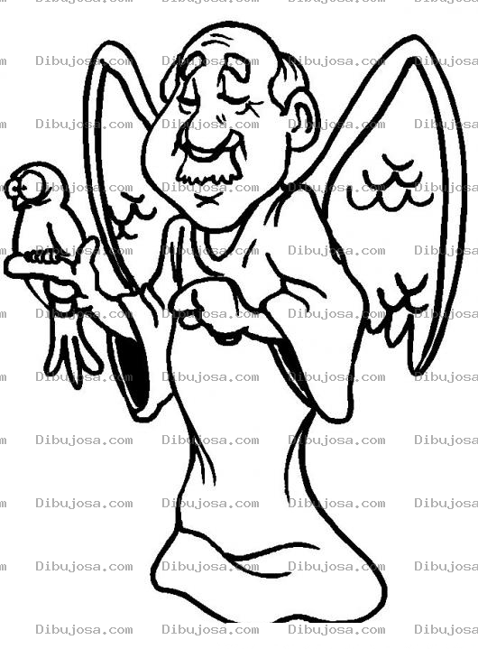 Dibujo para colorear Colorear Anciano Angelito Con Perico