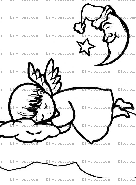 Dibujo para colorear Colorear Angelito Durmiendo