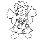 Dibujo para colorear Colorear Angel Con Regalo