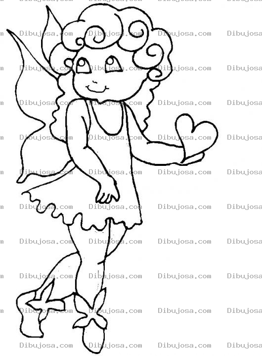 Dibujo para colorear Colorear Angelita Con Un Corazon