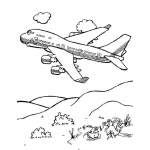 Dibujo para colorear Colorear Avion Sobre Montanas