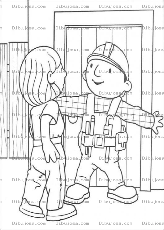 Dibujo para colorear Bob bloqueando la puerta