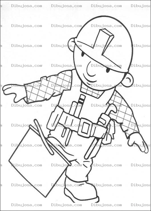 Dibujo para colorear Bob con el pie dentro de la cubeta
