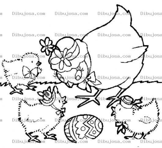 Dibujo para colorear Colorear Mamam Gallina Con Pollitos