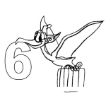 Dibujo para colorear Colorear Terodactilo Con El Numero Seis