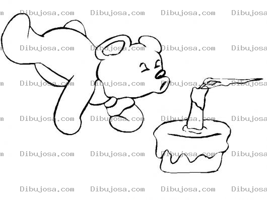Dibujo para colorear Colorear Osito Soplando Vela De Pastel