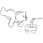 Dibujo para colorear Colorear Osito Soplando Vela De Pastel