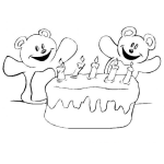 Dibujo para colorear Colorear Ositos Cantando Happy Birthday Con Un Gran Pastel