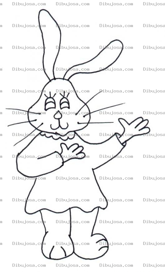 Dibujo para colorear Clorear Conejita Con Vestido