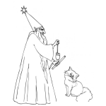 Dibujo para colorear Colorear Mago Con Gato