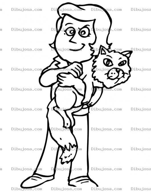 Dibujo para colorear Colorear Muchacha Con Gato