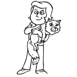 Dibujo para colorear Colorear Muchacha Con Gato