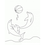 Dibujo para colorear Pintar Delfines Jugando Pelota