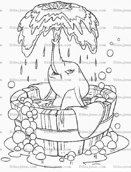 Dibujo para colorear Colorear Dumbo Banandose En Una Benera