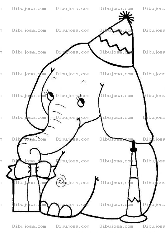 Dibujo para colorear Colorear Elefantito Con Regalito