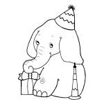 Dibujo para colorear Colorear Elefantito Con Regalito