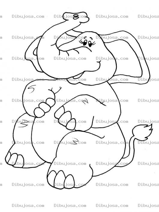 Dibujo para colorear Colorear Elefante Sentado