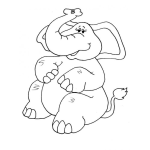 Dibujo para colorear Colorear Elefante Sentado