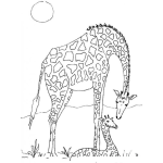Dibujo para colorear Colorear Mama Jirafa Y Su Hija Jirafita