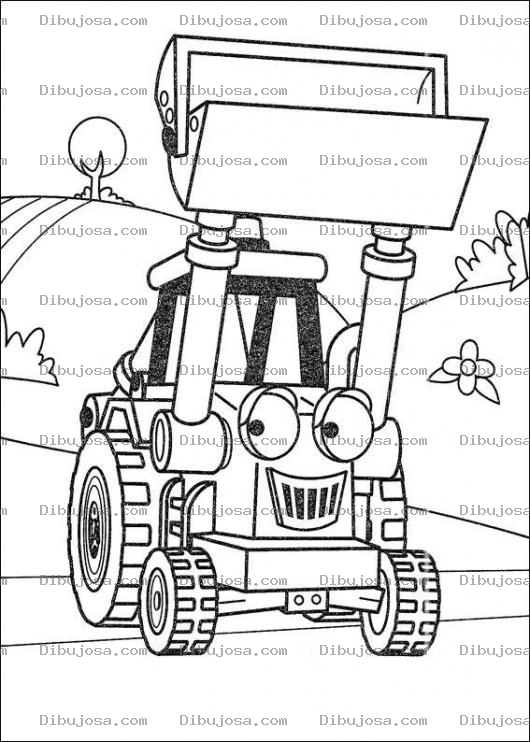 Dibujo para colorear Tractor con las manos arriba
