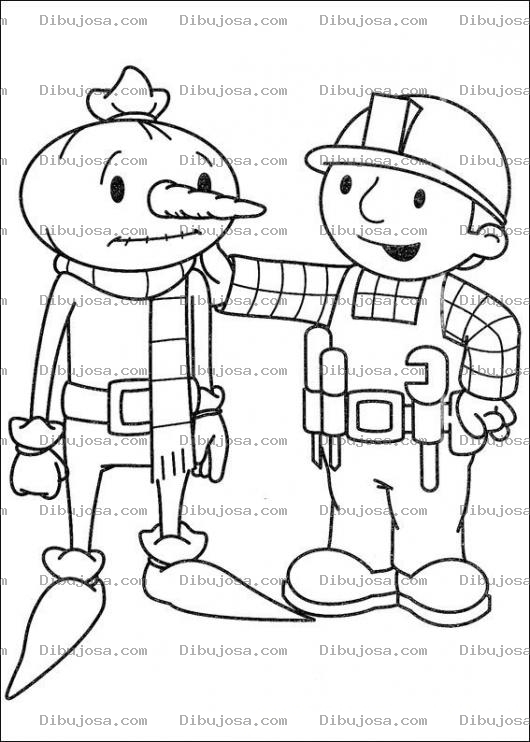 Dibujo para colorear Bob el constructor y su ayudante