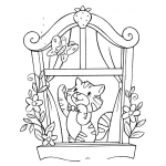 Dibujo para colorear Colorear Gato En Ventana