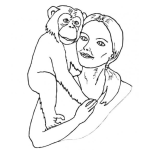 Dibujo para colorear Colorear Mujer Con Mono