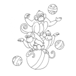 Dibujo para colorear Colorear Monos Malabaristas Haciendo Malavares Con Pelotas