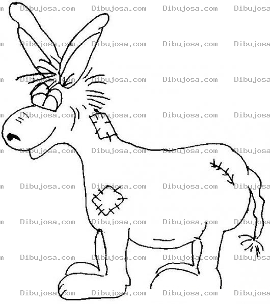 Dibujo para colorear Colorear Burro Remendado Con Retazos
