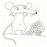 Dibujo para colorear Raton Con Flores