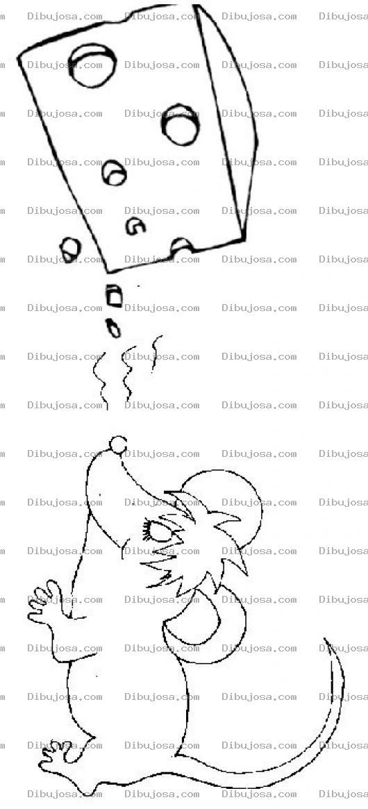 Dibujo para colorear Raton Oliendo Queso