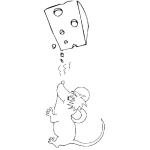 Dibujo para colorear Raton Oliendo Queso