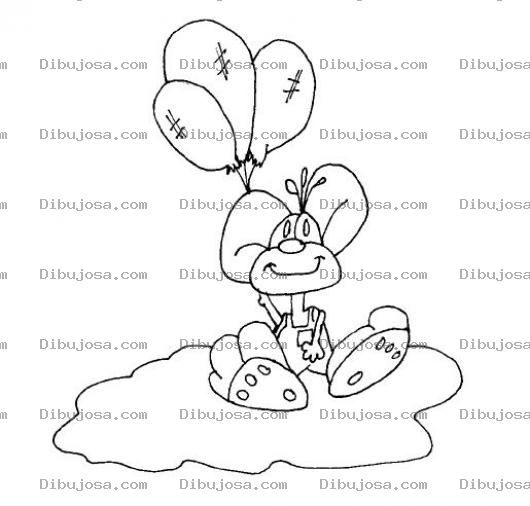 Dibujo para colorear Raton Con Globos