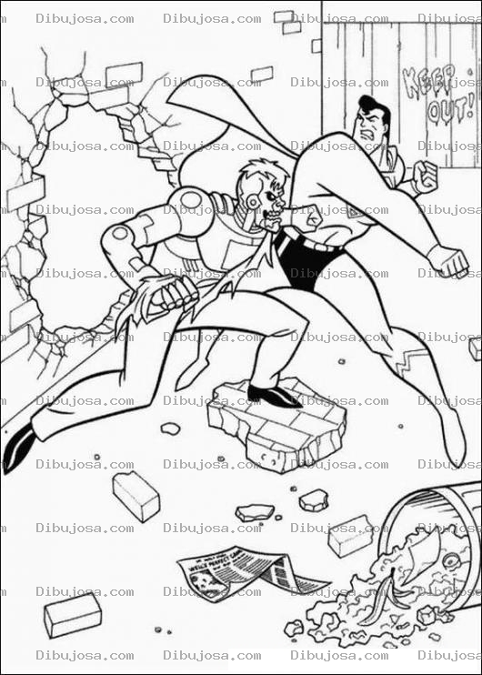 Dibujo para colorear Superman peleando