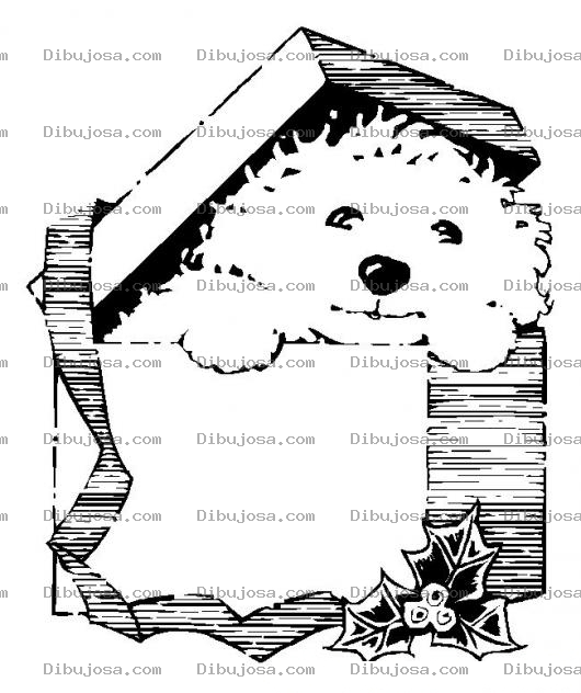Dibujo para colorear Colorear Cachorrita En Caja De Regalo