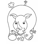 Dibujo para colorear Colorear Rinoceronte Corriendo De Frente
