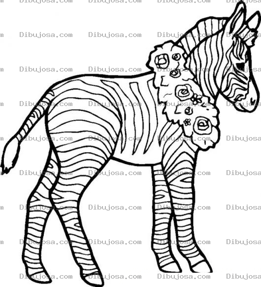 Dibujo para colorear Colorear Zebra Con Collar De Flores