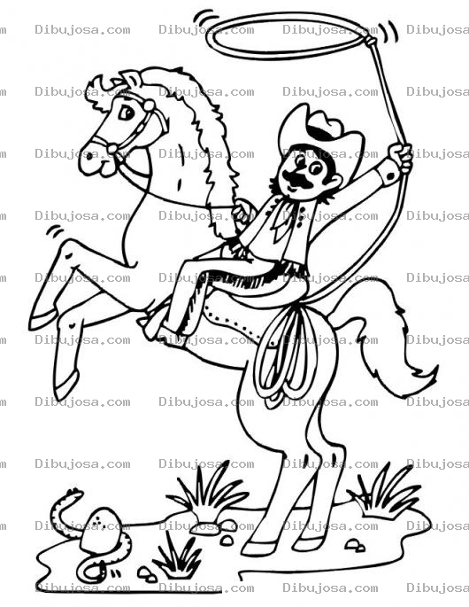 Dibujo para colorear Colorear Vaquero Con Un Lazo Sobre Un Caballo