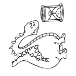 Dibujo para colorear Dibujo De Un Dinosaurio Con Un Reloj De Arena Para Pintar