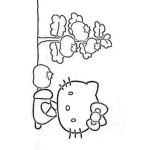 Dibujo para colorear Dibujo De Hello Kity Con Una Planta De Tomates Y Un Tomate
