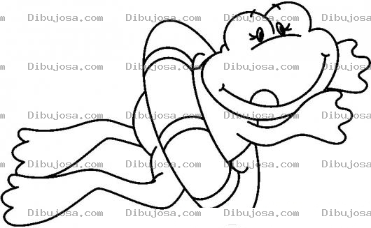 Dibujo para colorear Rana Con Salvavidas