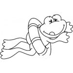 Dibujo para colorear Rana Con Salvavidas