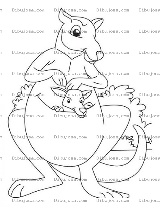 Dibujo para colorear Colorear Canguro Con Su Hijo En Su Bolsa