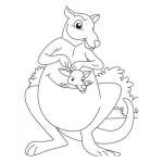 Dibujo para colorear Colorear Canguro Con Su Hijo En Su Bolsa