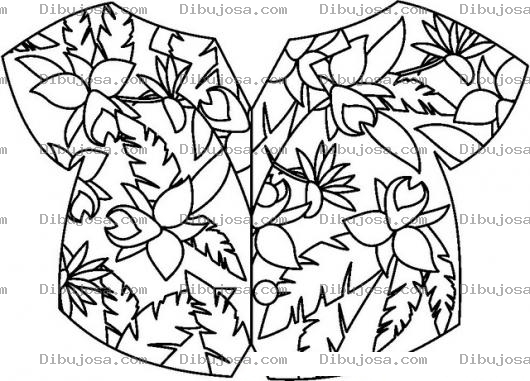 Dibujo para colorear Colorerar Camisa Hawaiana Tropical