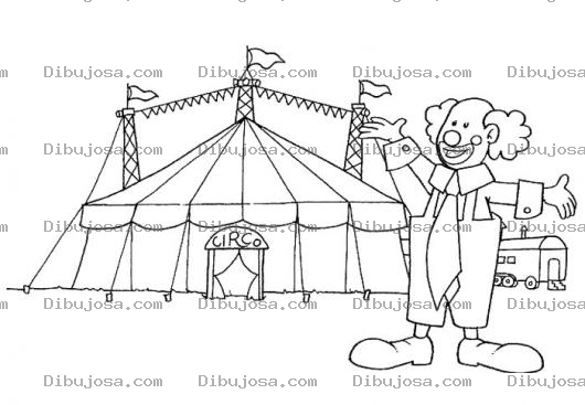Dibujo para colorear Colorear Payaso Frente Al Circo