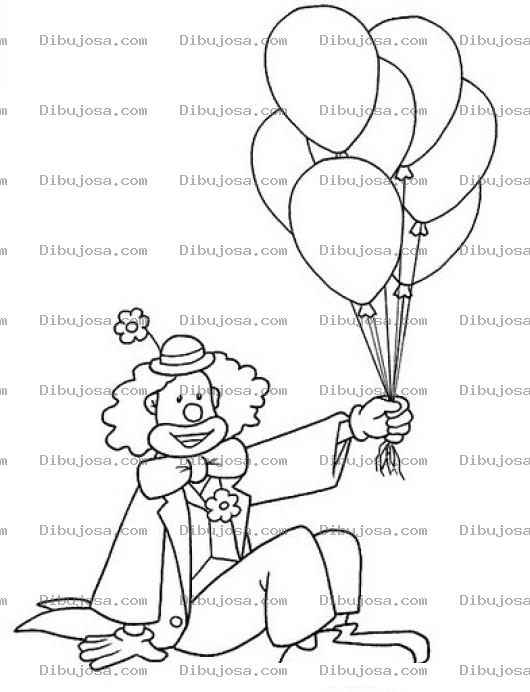 Dibujo para colorear Colorear Payaso Sentado Con Globos