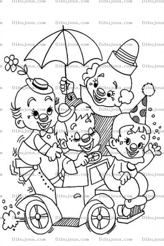 Dibujo para colorear Carrito De Payasos Para Colorear